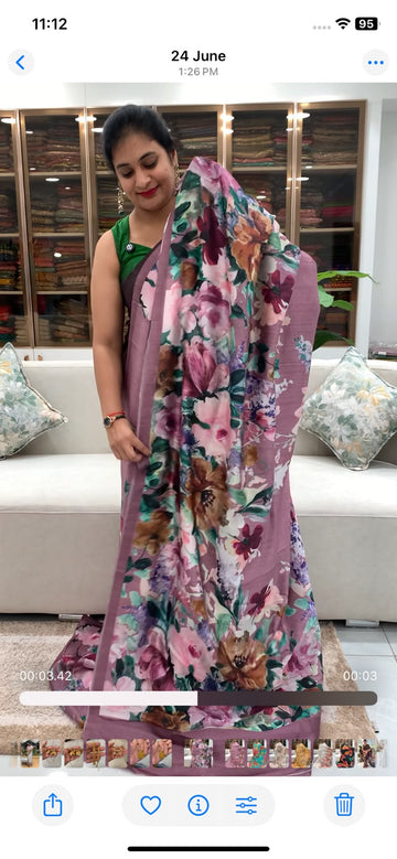 Digital Printed - Soft Tussar Saree