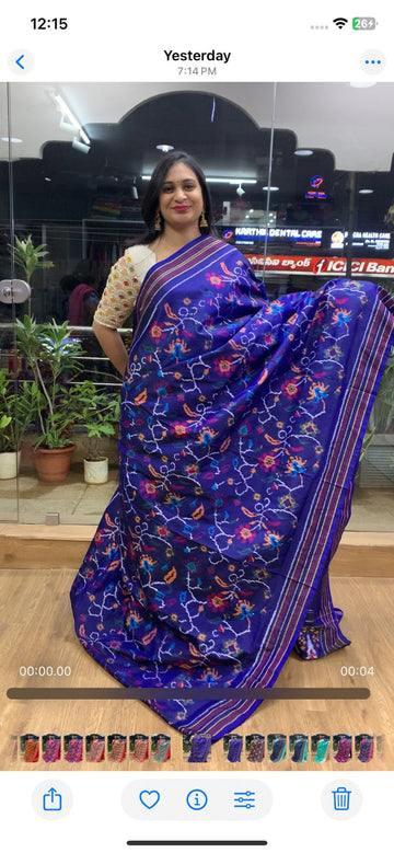 Rajkot Patola inspired Ikkat Pattu Saree