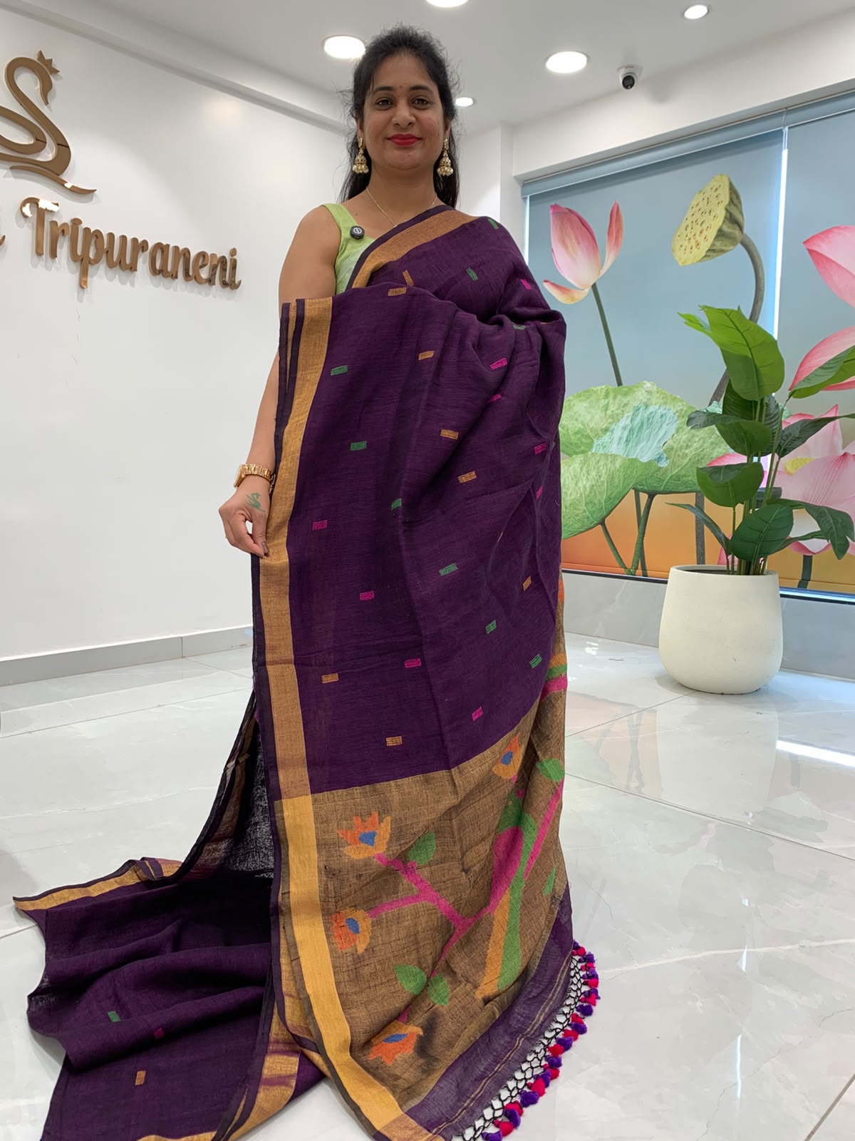 Linen Jamdani Saree