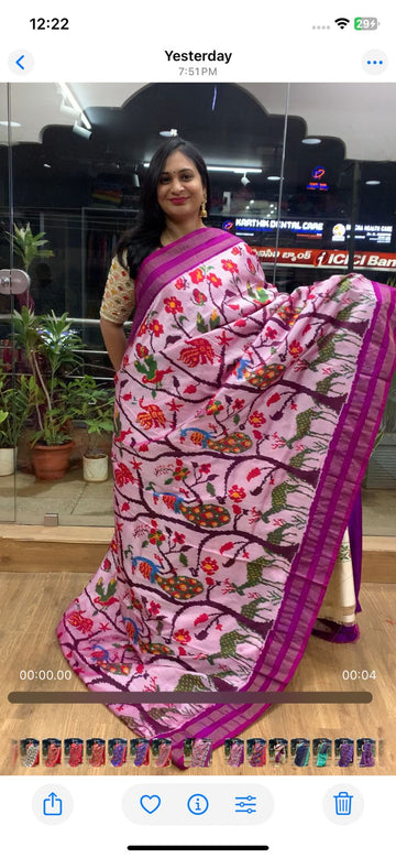 Rajkot Patola inspired Ikkat Pattu Saree