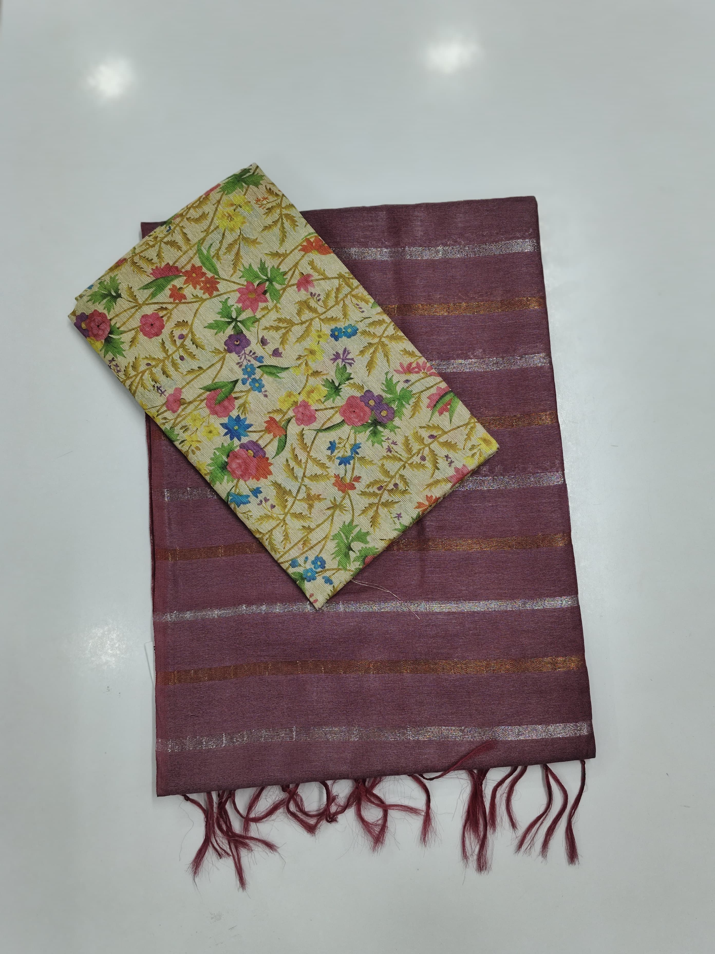 Soft Tussar Sarees with Contrast Blouse