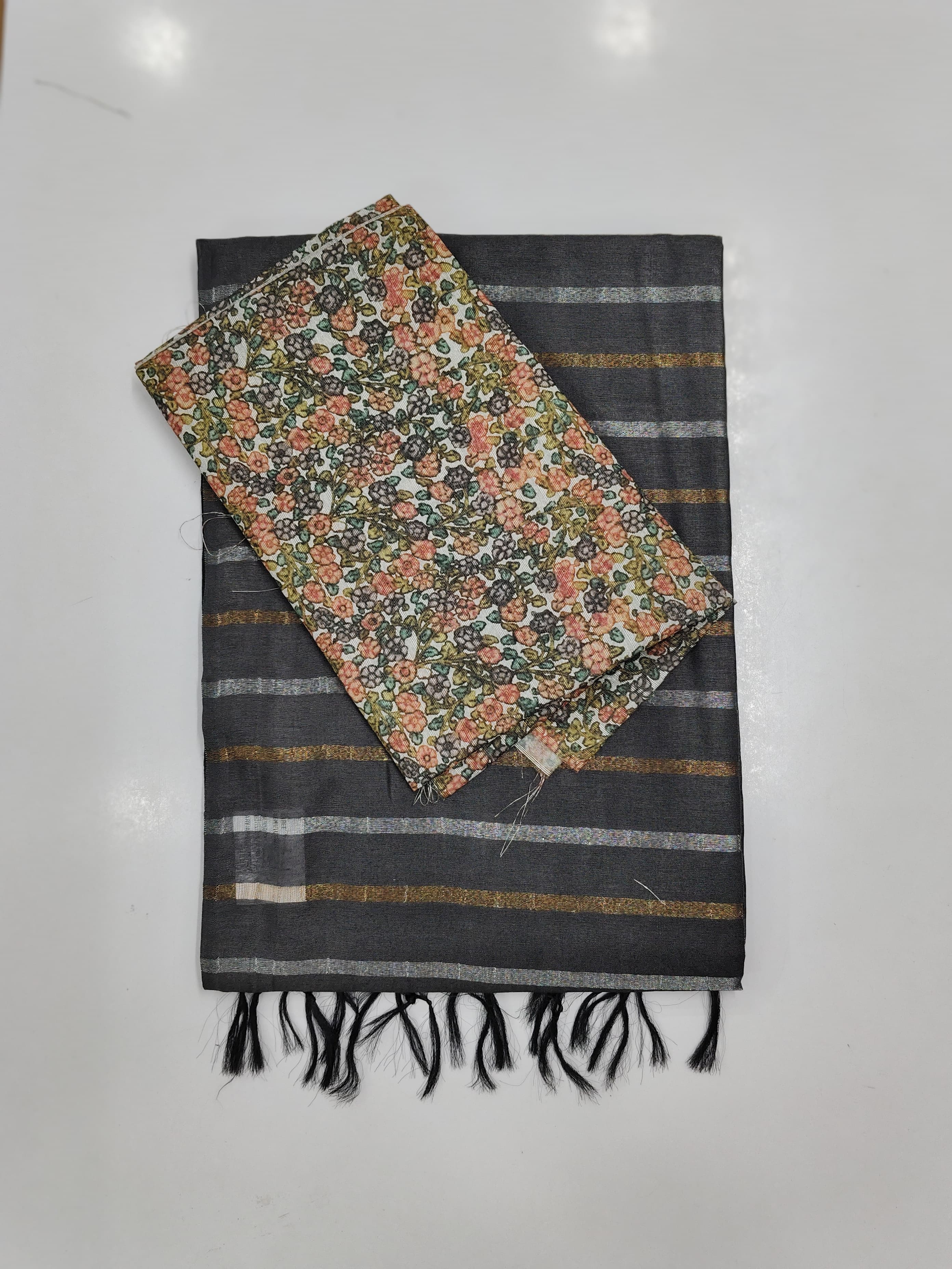 Soft Tussar Sarees with Contrast Blouse