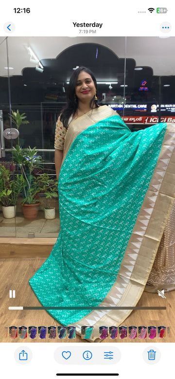 Rajkot Patola inspired Ikkat Pattu Saree